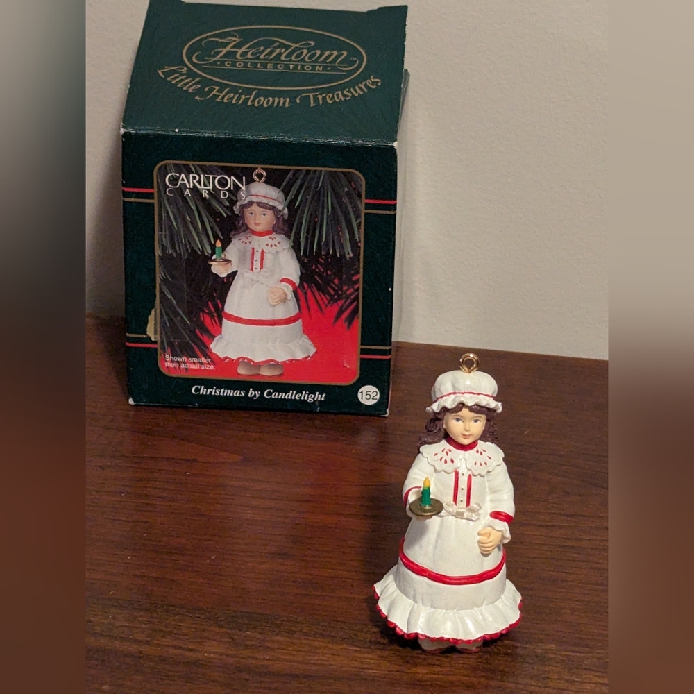 Carlton Heirloom Christmas Ornament. Christmas By Candlelight. Girl In Pyjamas.